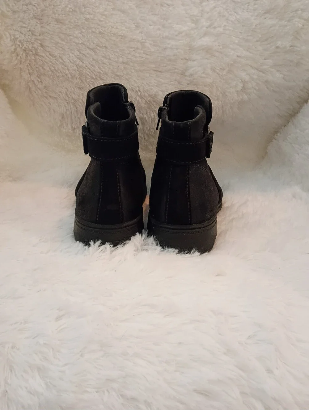 Clarks Black Leather Ankle Booties with Side Zip